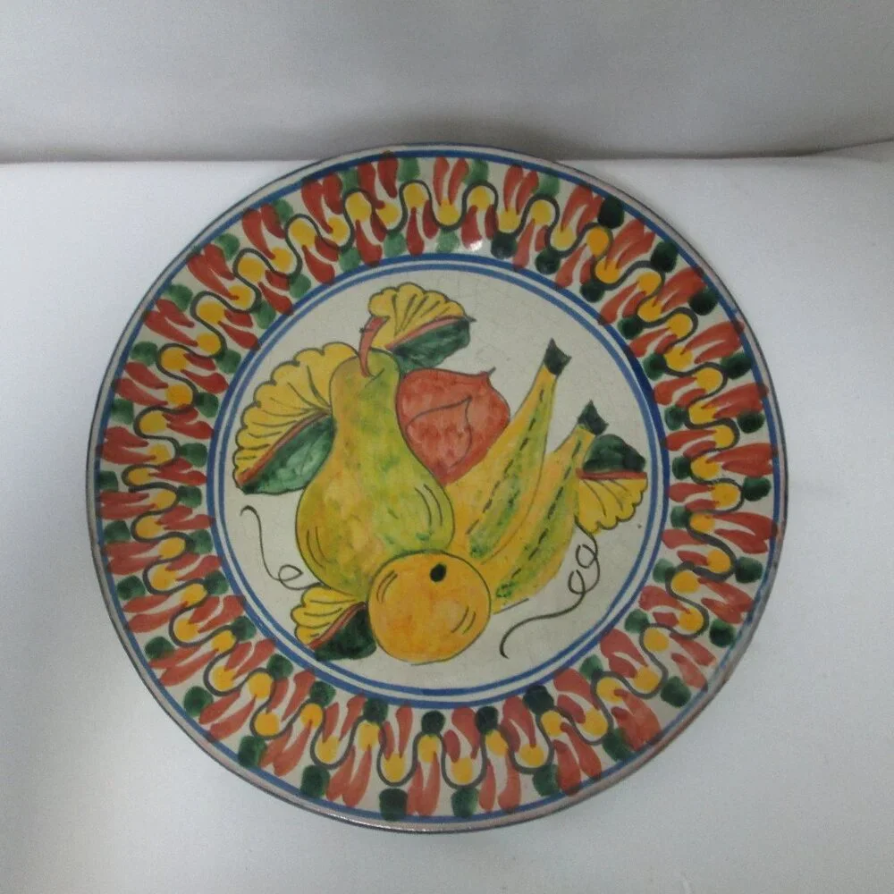 Talavera Vintage large dinner plate platter hand painted fruit Mexico 11